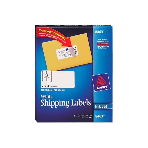Avery Avery® Shipping Labels with TrueBlock Technology, 2 x 4, White